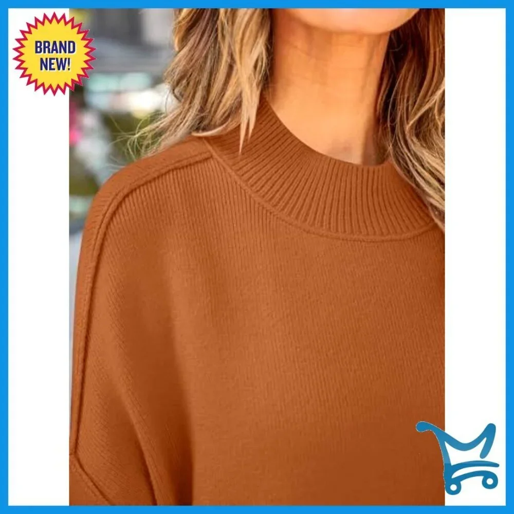 Oversized Ribbed Knit Pullover Sweater Batwing Sleeve Side Slit Chic Fall